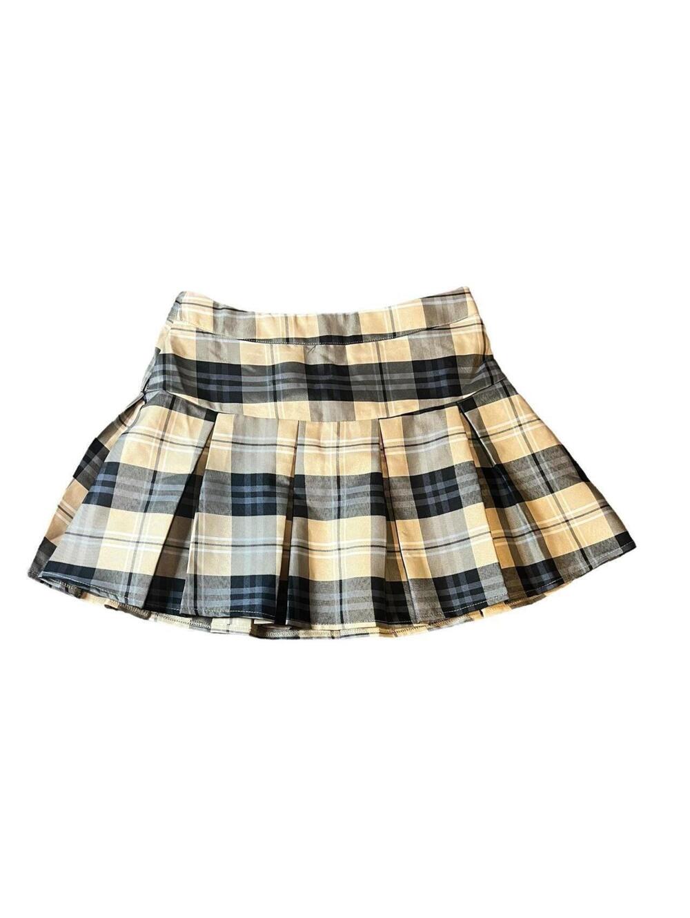 Plaid Print Pleated Mini Skirt